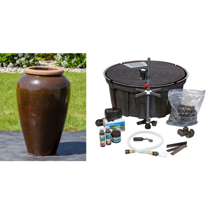 Tuscany FNT3842 Ceramic Triple Vase Complete Fountain Kit Vase Fountain Blue Thumb 