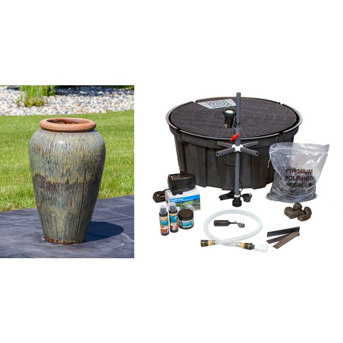 Tuscany FNT3845 Ceramic Triple Vase Complete Fountain Kit Vase Fountain Blue Thumb 