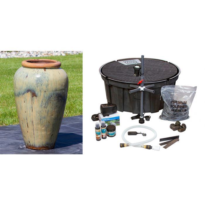 Tuscany FNT3849 Ceramic Triple Vase Complete Fountain Kit Vase Fountain Blue Thumb 