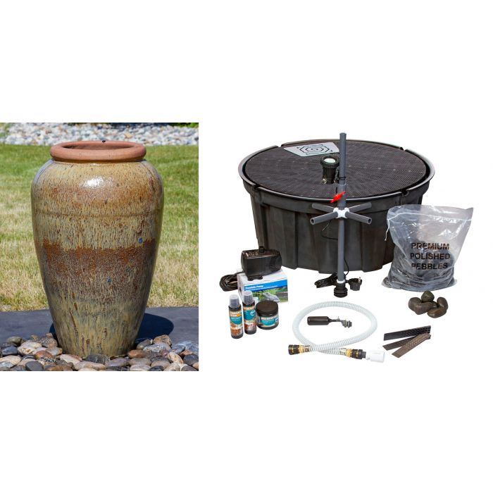 Tuscany FNT3850 Ceramic Triple Vase Complete Fountain Kit Vase Fountain Blue Thumb 