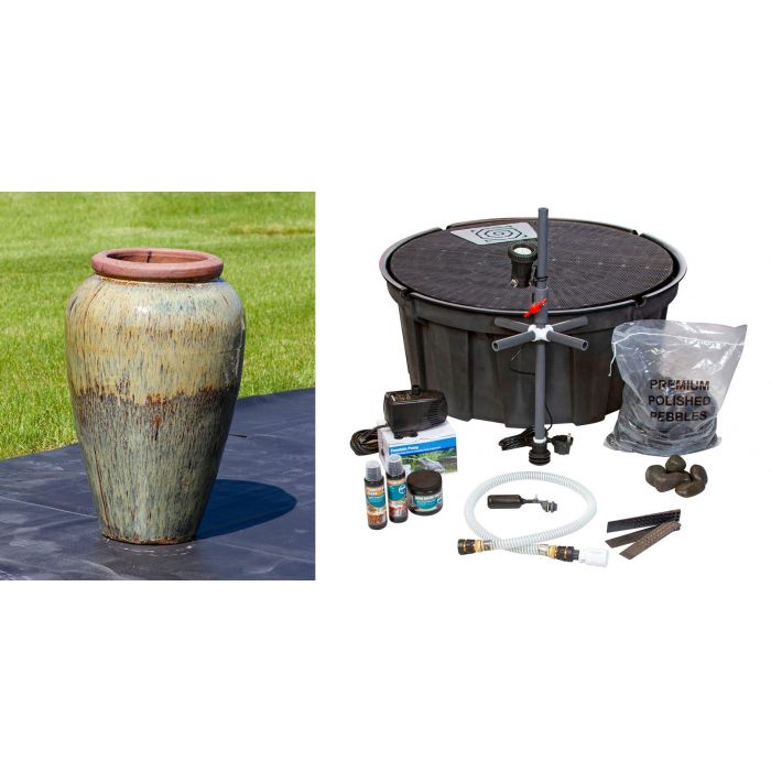 Tuscany FNT3858 Ceramic Triple Vase Complete Fountain Kit Vase Fountain Blue Thumb 