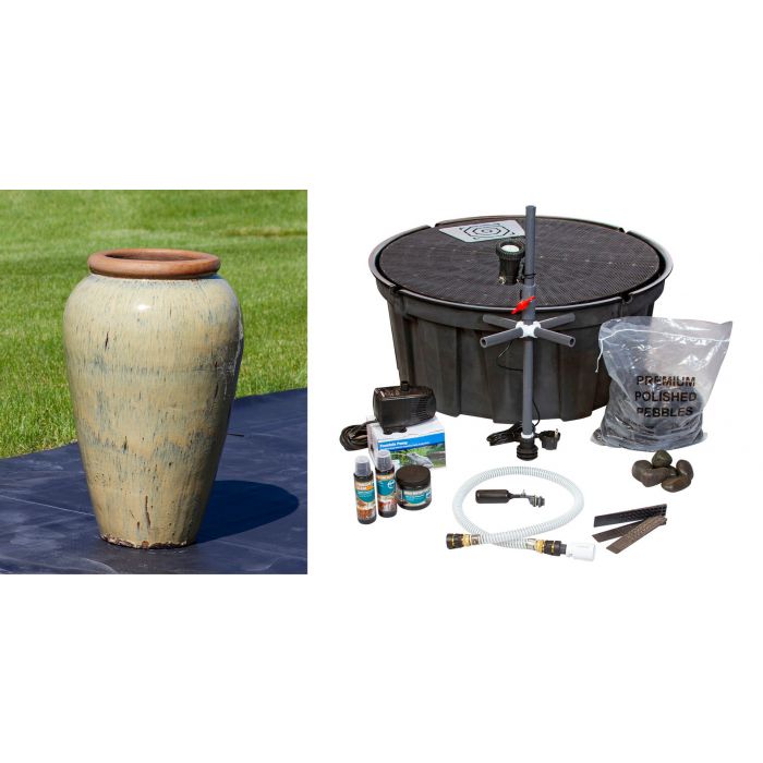 Tuscany FNT3859 Ceramic Triple Vase Complete Fountain Kit Vase Fountain Blue Thumb 