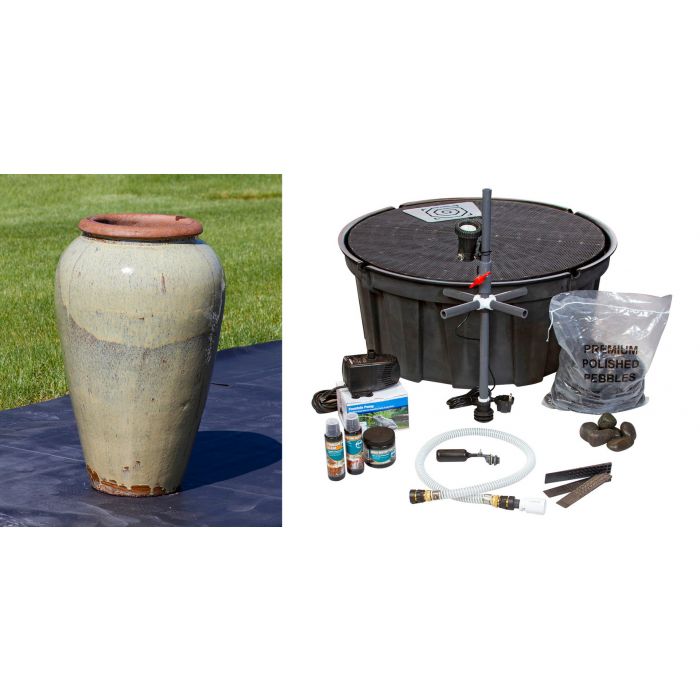 Tuscany FNT3862 Ceramic Triple Vase Complete Fountain Kit Vase Fountain Blue Thumb 