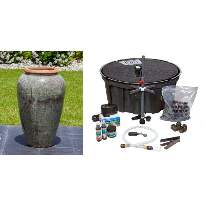 Tuscany FNT3863 Ceramic Triple Vase Complete Fountain Kit Vase Fountain Blue Thumb 
