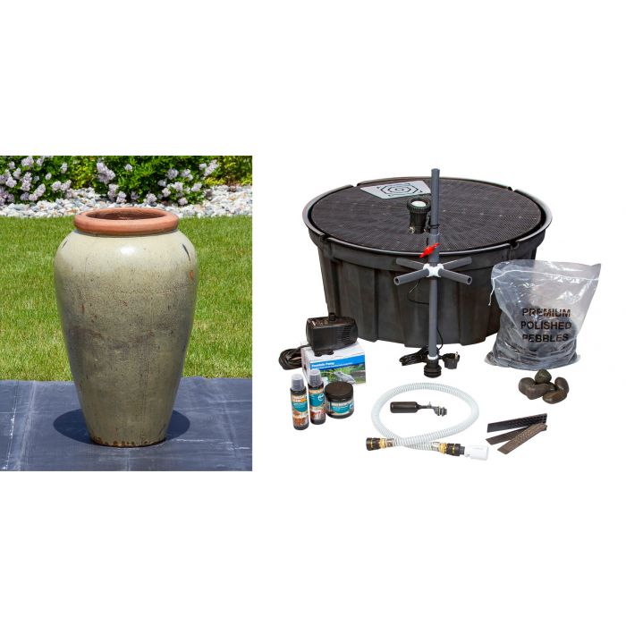 Tuscany FNT3864 Ceramic Triple Vase Complete Fountain Kit Vase Fountain Blue Thumb 