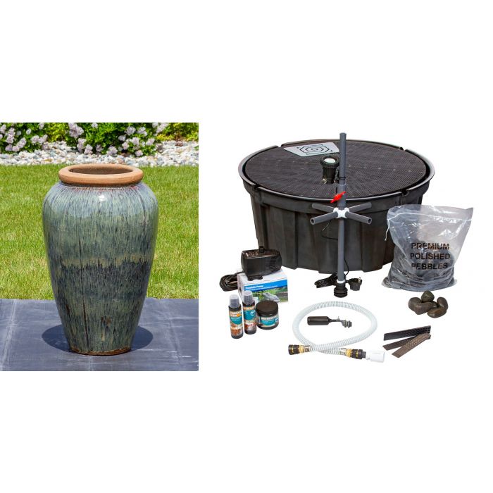 Tuscany FNT3865 Ceramic Triple Vase Complete Fountain Kit Vase Fountain Blue Thumb 