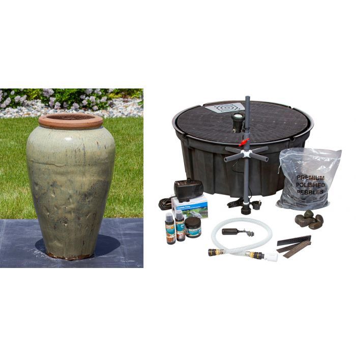 Tuscany FNT3872 Ceramic Triple Vase Complete Fountain Kit Vase Fountain Blue Thumb 