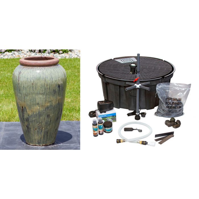 Tuscany FNT3876 Ceramic Triple Vase Complete Fountain Kit Vase Fountain Blue Thumb 