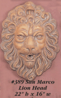 Thumbnail for San Marco Lion Head Cast Stone Outdoor Asian Collection Wall Ornament Tuscan 