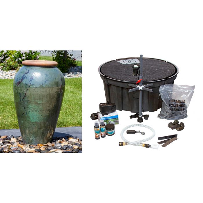 Tuscany FNT3892 Ceramic Triple Vase Complete Fountain Kit Vase Fountain Blue Thumb 