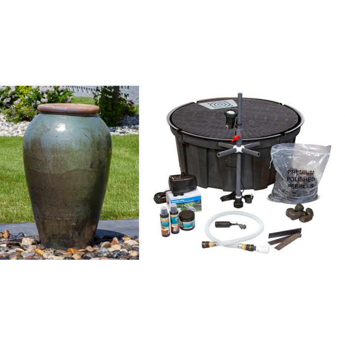 Tuscany FNT3893 Ceramic Triple Vase Complete Fountain Kit Vase Fountain Blue Thumb 
