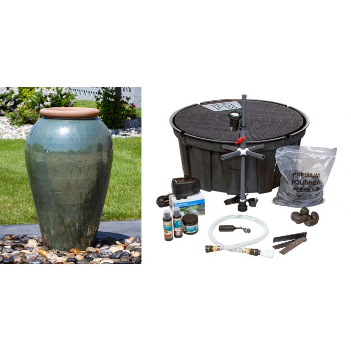 Tuscany FNT3896 Ceramic Triple Vase Complete Fountain Kit Vase Fountain Blue Thumb 