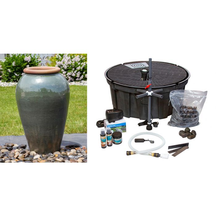 Tuscany FNT3898 Ceramic Triple Vase Complete Fountain Kit Vase Fountain Blue Thumb 