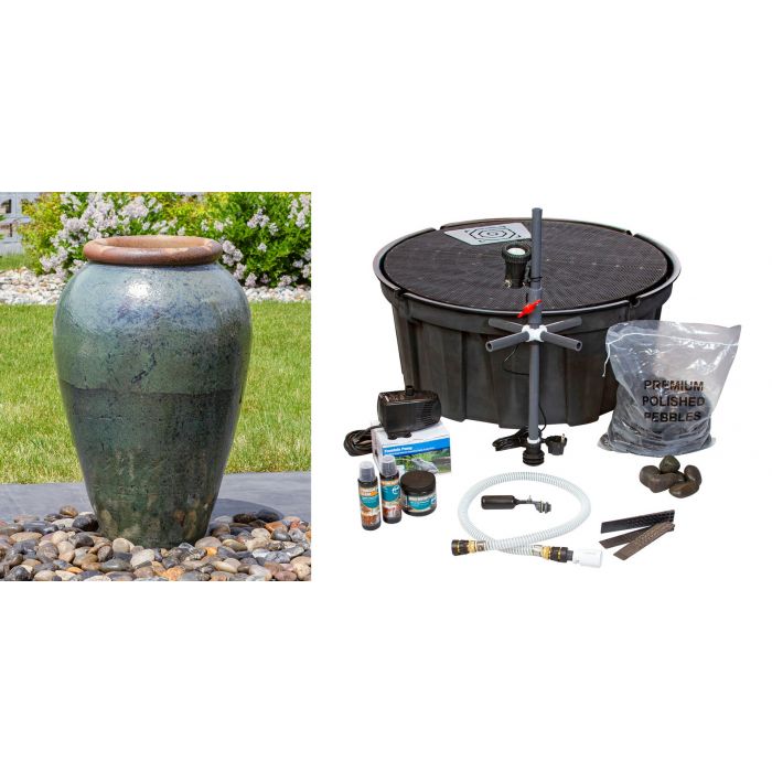 Tuscany FNT3899 Ceramic Triple Vase Complete Fountain Kit Vase Fountain Blue Thumb 