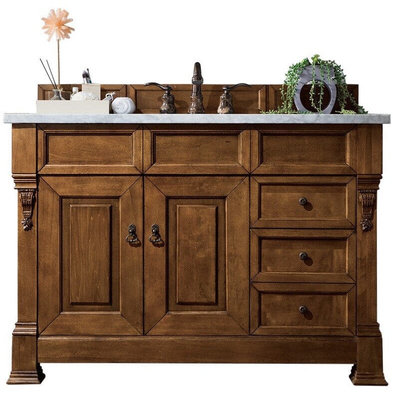 James Martin Brookfield 48" Single Vanity Vanities James Martin Country Oak w/ 3 CM Arctic Fall Solid Surface Top 