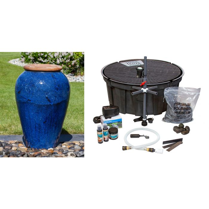 Tuscany FNT3912 Ceramic Triple Vase Complete Fountain Kit Vase Fountain Blue Thumb 