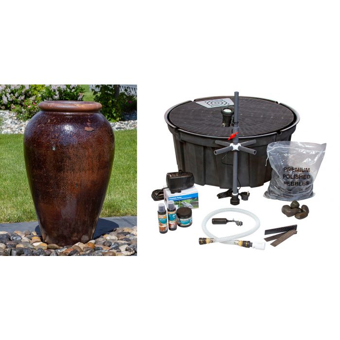 Tuscany FNT3919 Ceramic Triple Vase Complete Fountain Kit Vase Fountain Blue Thumb 