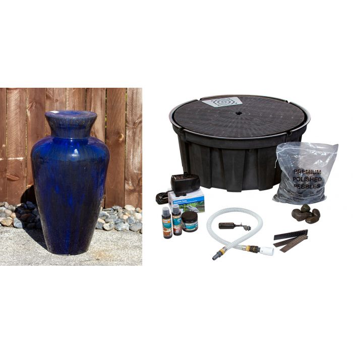 Closed Top FNT3935 Ceramic Vase Complete Fountain Kit Vase Fountain Blue Thumb 