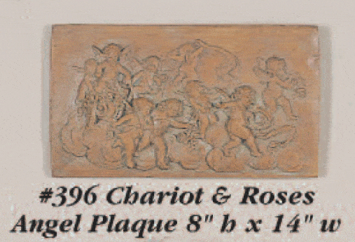 Chariot & Roses Angel Plaque Cast Stone Outdoor Asian Collection Wall Ornament Tuscan 