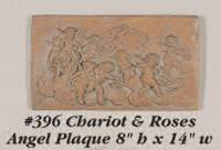 Thumbnail for Chariot & Roses Angel Plaque Cast Stone Outdoor Asian Collection Wall Ornament Tuscan 