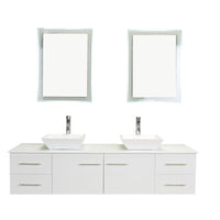 Thumbnail for Totti Wave 72″ Espresso Modern Double Sink Bathroom Vanity w/ Super White Man-Made Stone Top & Sinks Vanity Eviva 