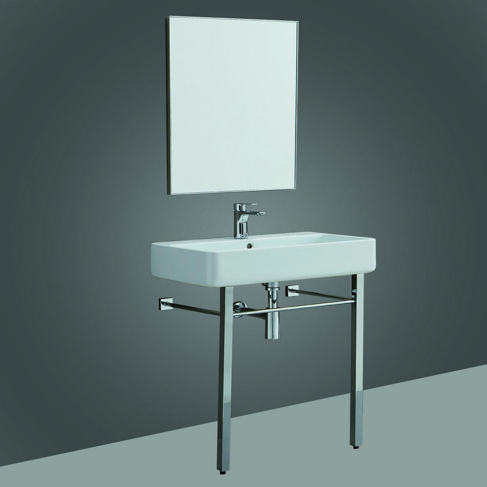 EVIVA Eliza 32 Inch Italian Ceramic Console Sink with Brass Stand Bathroom Vanity Eviva 
