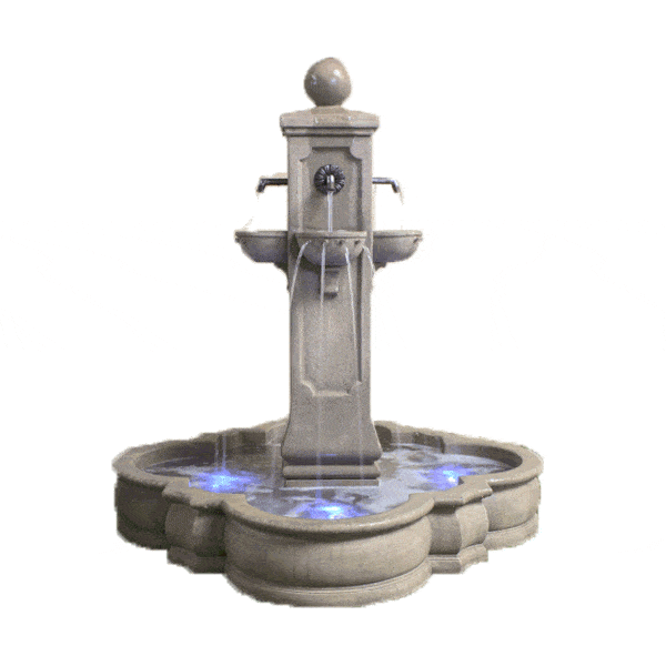 Catalina Outdoor Cast Stone Garden Fountain With Rustic Spouts Fountain Tuscan 
