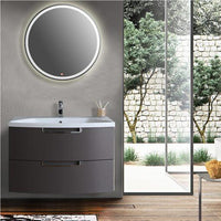 Thumbnail for Eviva Lola 40 in, Wall Mounter Bathroom Vanity in Cedar Espresso and White Integrated Acrylic Countertop Vanity Eviva 