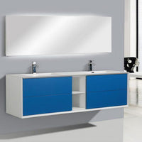 Thumbnail for Eviva Vienna 75″ White Frame Wall Mount Double Sink Bathroom Vanity w/ White Integrated Top Vanity Eviva 