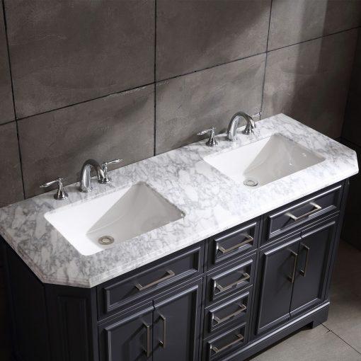 Eviva Glory 60″ Bathroom Vanity with Carrara Marble Counter-top and Porcelain Sink Vanity Eviva 