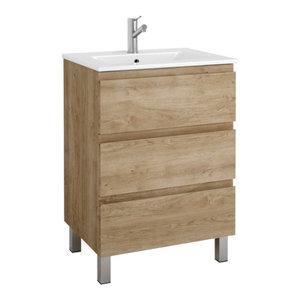 Eviva Vigo 28 Inch Bathroom Vanity with White Integrated Porcelain Sink Bathroom Vanity Eviva Natural Oak 