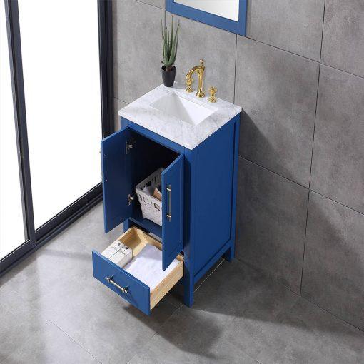 Eviva Navy 24″ Deep Blue Transitional Bathroom Vanity w/ White Carrara Top Vanity Eviva 