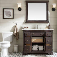 Thumbnail for Eviva Preston 43 in. Aged Chocolate Bathroom Vanity with White Carrara Marble Countertop and Undermount Sink Vanity Eviva 