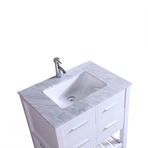Eviva Natalie F. 24″ White Bathroom Vanity with White Jazz Marble Counter-top & White Undermount Porcelain Sink Vanity Eviva 