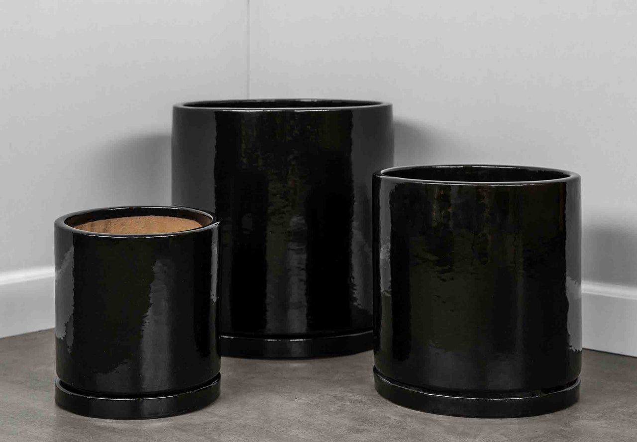 Campania International Glazed Terra Cotta I/O Series Cylinder-(S/3) Urn/Planter Campania International Cola 