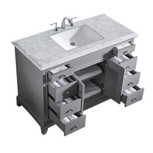 Eviva Elite Princeton 48″ Solid Wood Bathroom Vanity Set with Double OG White Carrera Marble Top Vanity Eviva Grey 