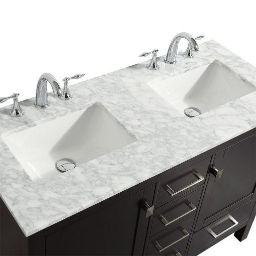 Eviva Aberdeen 48″ Transitional Double Sink Bathroom Vanity w/ White Carrara Top Vanity Eviva 