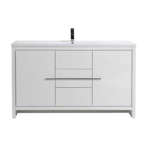 Eviva Grace 60 in. White Bathroom Vanity with Single White Integrated Acrylic Countertop Vanity Eviva 
