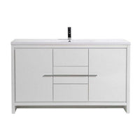 Thumbnail for Eviva Grace 60 in. White Bathroom Vanity with Single White Integrated Acrylic Countertop Vanity Eviva 