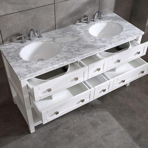 EVIVA Epic White 60″ Double Sink Bathroom Vanity w/ Open Space Storage Vanity Eviva 