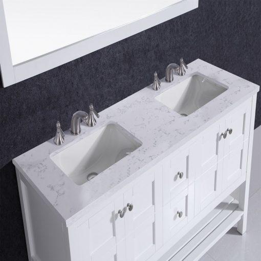 Eviva Glamor 60 in. White Bathroom vanity with Marble Counter-top and Undermount Porcelian Sink Vanity Eviva 