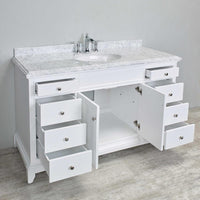 Thumbnail for Eviva Elite Stamford 60″ White Single Sink Bathroom Vanity w/ Double Ogee Edge White Carrara Top Vanity Eviva 