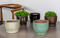 Thumbnail for Campania International Glazed Pottery I/O Series Cup Planter-(S/6) Urn/Planter Campania International Seafoam Low 