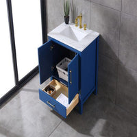 Thumbnail for Eviva Navy 30″ Deep Blue Transitional Bathroom Vanity w/ White Carrara Top Vanity Eviva 