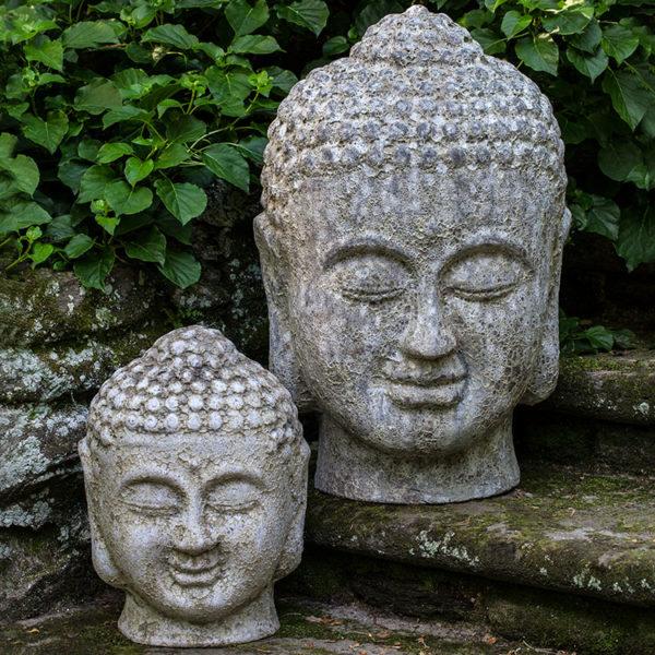 Campania International Glazed Terra cotta Angkor Buddha Head Statuary Campania International Angkor Grey Small 