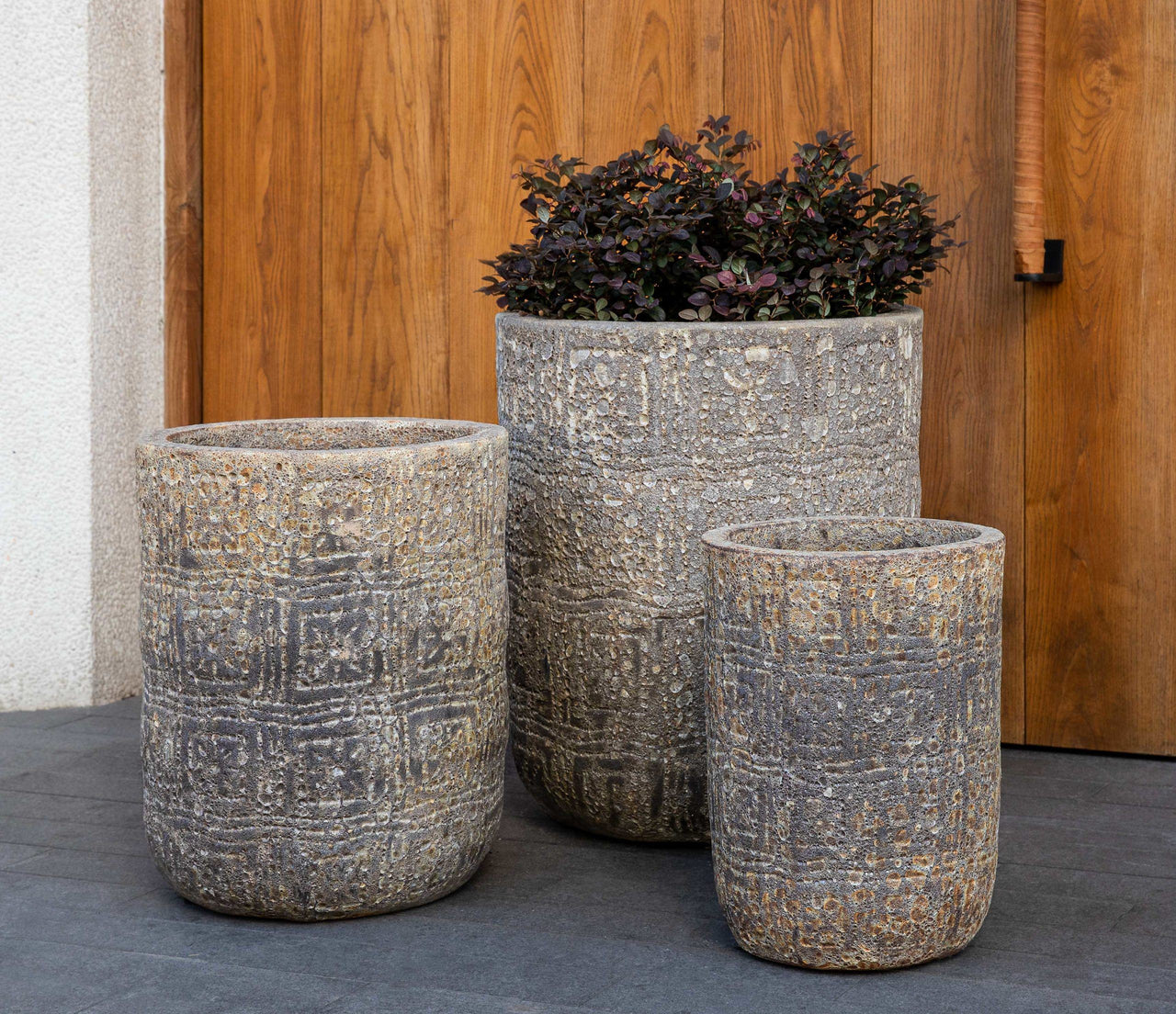 Campania International Glazed Pottery Eero Planter - S/3 Urn/Planter Campania International Angkor 