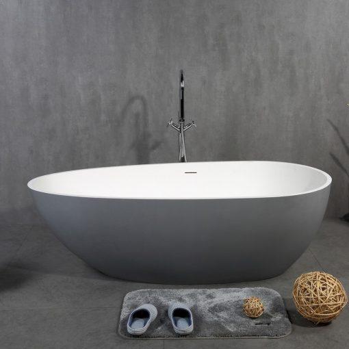 Eviva Viva 60″ Solid Surface Grey & White Freestanding Bathtub Bathroom Vanity Eviva 