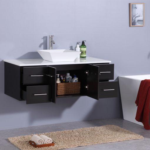 Totti Wave 48″ Modern Bathroom Vanity w/ Super White Man-Made Stone Top & Sink Vanity Eviva 