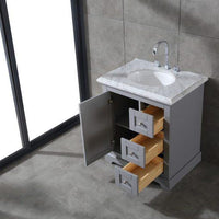 Thumbnail for Eviva Houston 30″ Gray Bathroom Vanity w/ Double Ogee Edge White Carrara Top Vanity Eviva 