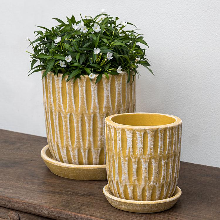 Campania International Parabola Planter Urn/Planter Campania International Etched Yellow 